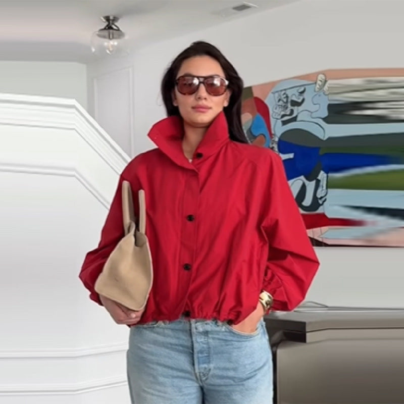 Damen stylische Outdoor-Jacke mit hohem Kragen Drune