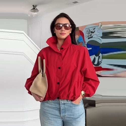 Damen stylische Outdoor-Jacke mit hohem Kragen Drune