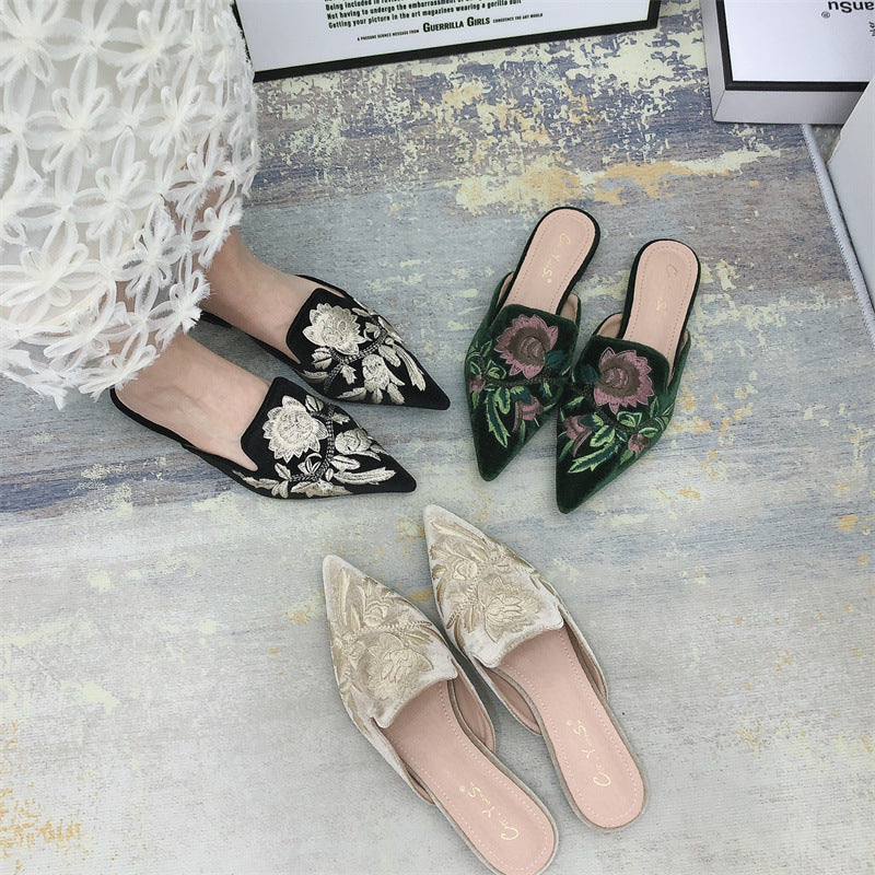 Damen Mules mit luxuriösen Stickereien und elegantem Spitzendesign Drune