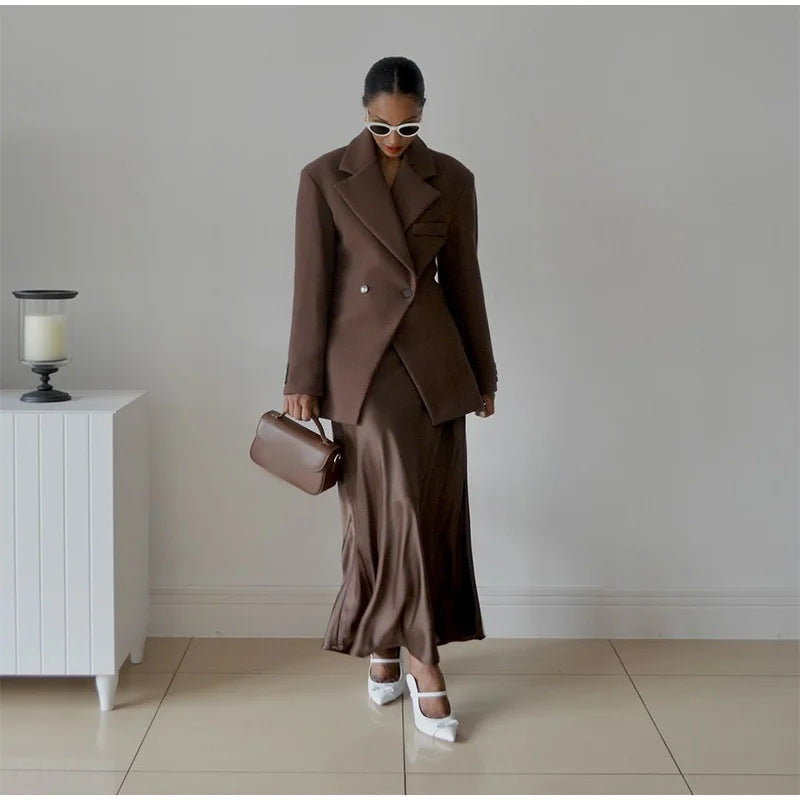 Damen Trendiger Oversized Blazer mit doppelter Knopfreihe Drune