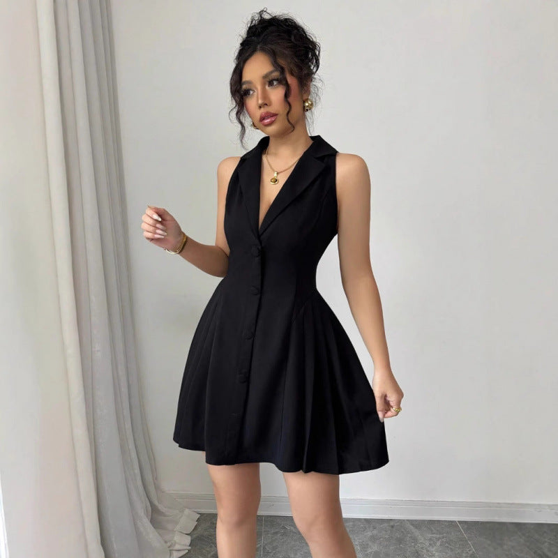 Damen Hemdblusenkleid mit schickem V-Ausschnitt und tailliertem Schnitt Drune