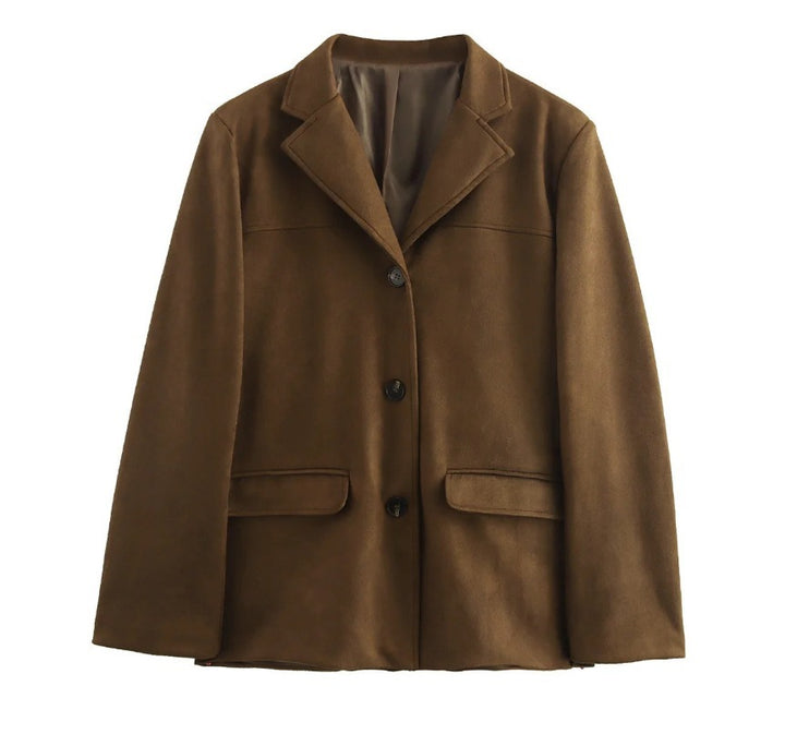 Damen modischer Wollblazer mit Taschen und hochwertiger Verarbeitung Drune