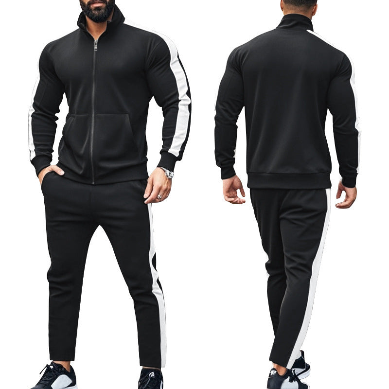 Herren sportlicher Trainingsanzug mit stylischem Reißverschluss und Kontraststreifen Drune