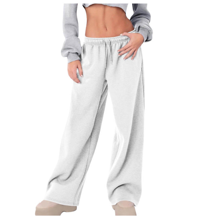 Damen nan weite High-Waist Relaxhose mit Kordelzug und verdeckten Seitentaschen Drune