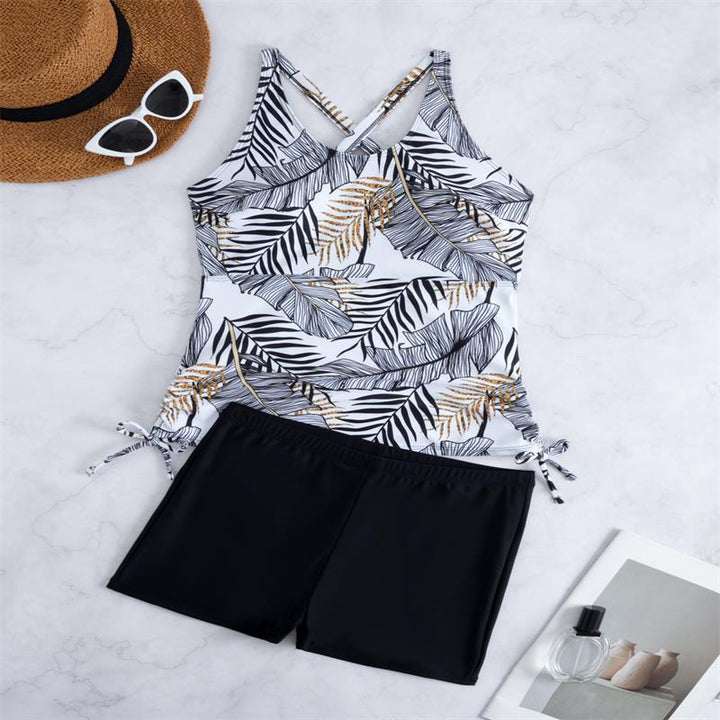 Damen Tankini-Set mit floralem Oberteil und sportlichem Höschen Drune
