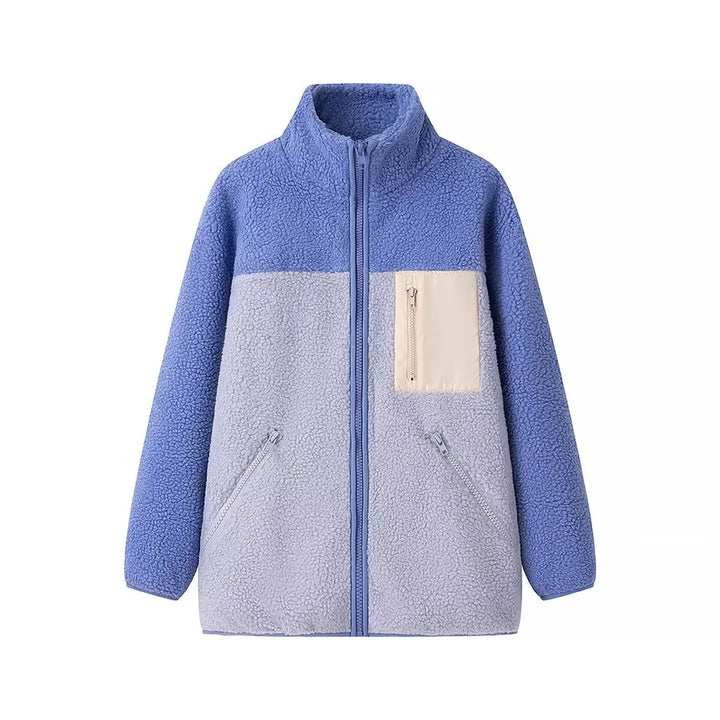 Damen oversize Fleecejacke mit hohem Kragen und praktischen Taschen Drune