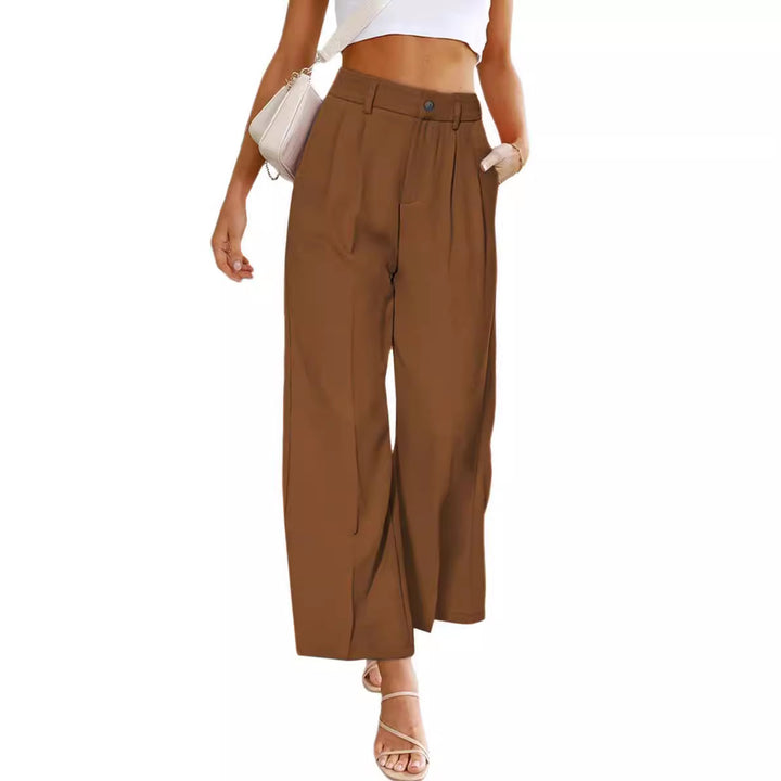 Damen Weit geschnittene Hochbundhose mit Falten und eleganter Passform Drune