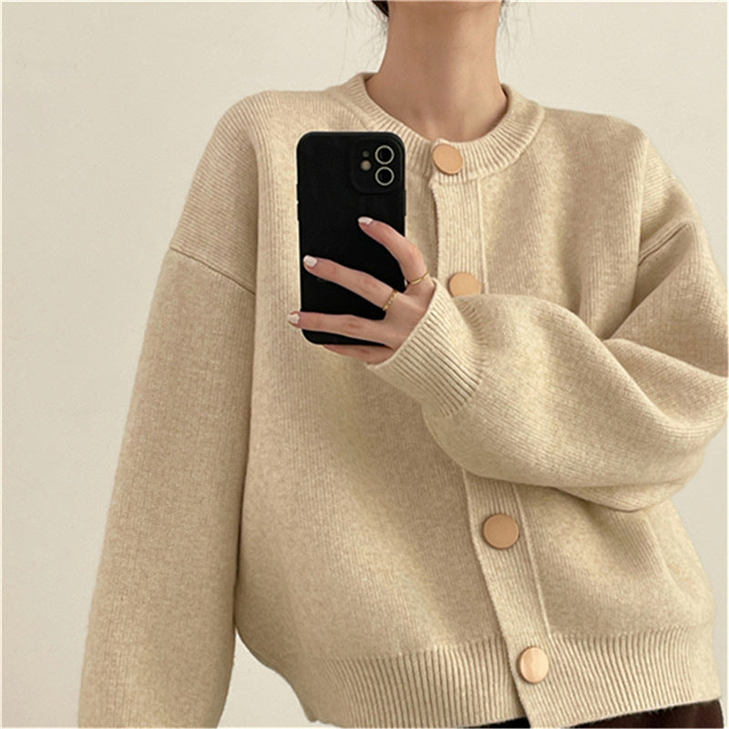 Damen modischer Strickcardigan mit Knopfdetails und weichem Material Drune