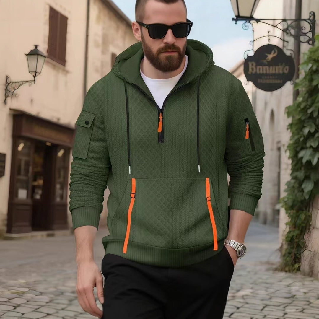 Herren sportlicher Kapuzenpullover mit strukturiertem Design und praktischen Reißverschlusstaschen Drune