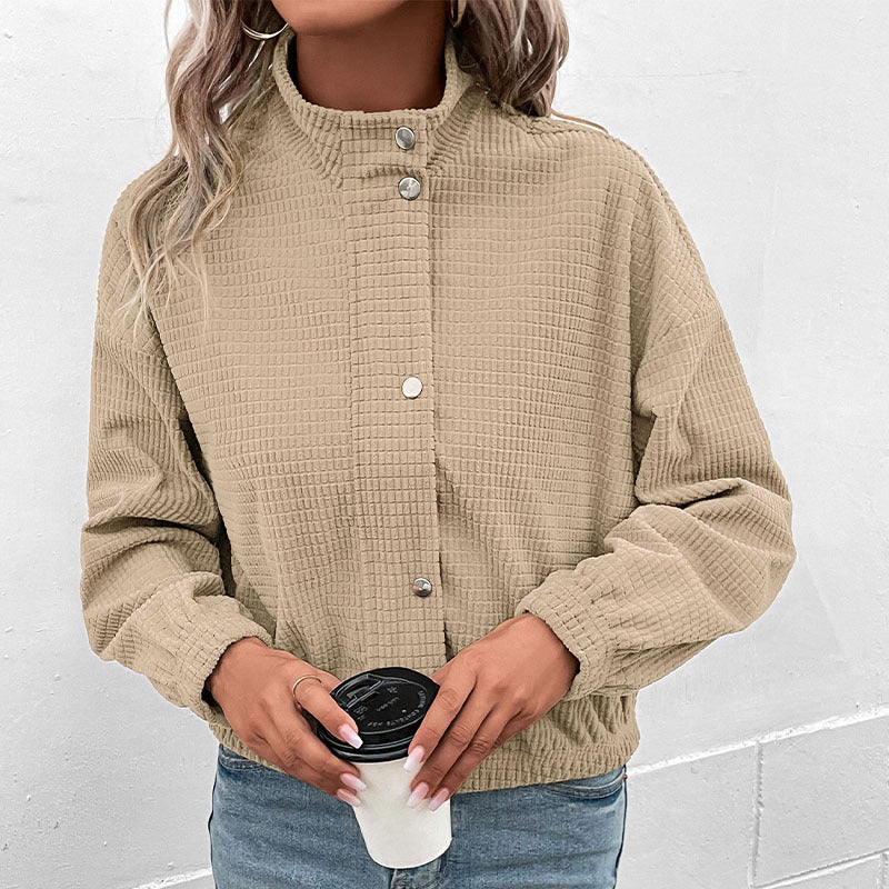 Damen lässige Kapuzenjacke aus strukturiertem Material mit Reißverschluss Drune