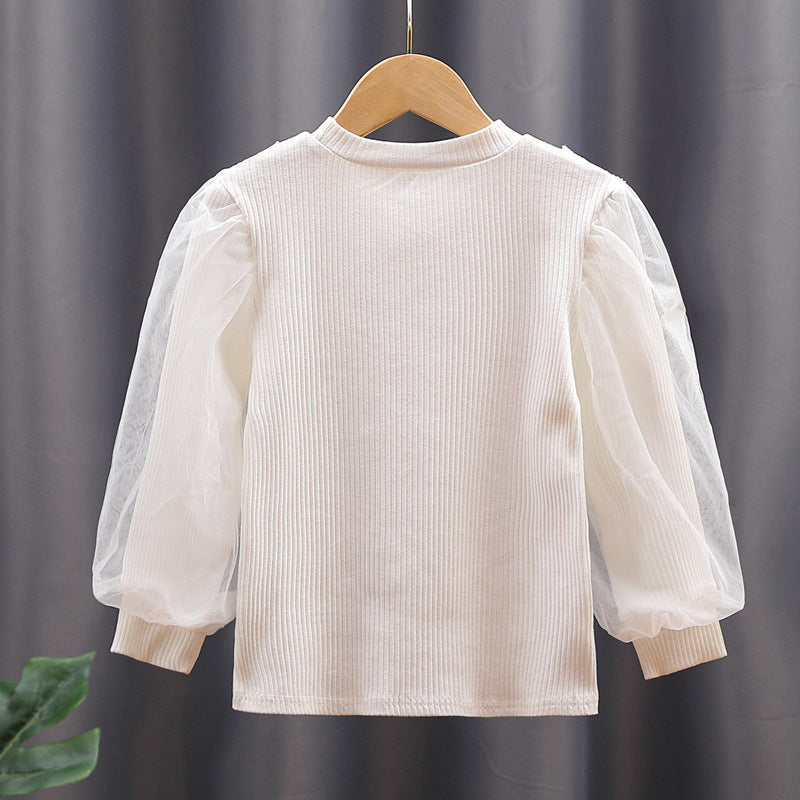 Damen Sweatshirt mit Tüllärmeln und Rüschendetails Drune