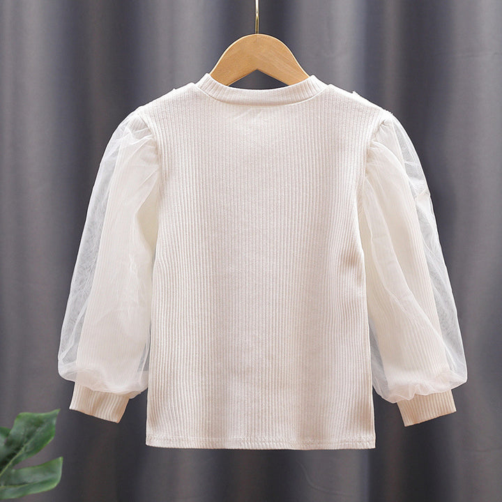 Damen Sweatshirt mit Tüllärmeln und Rüschendetails Drune