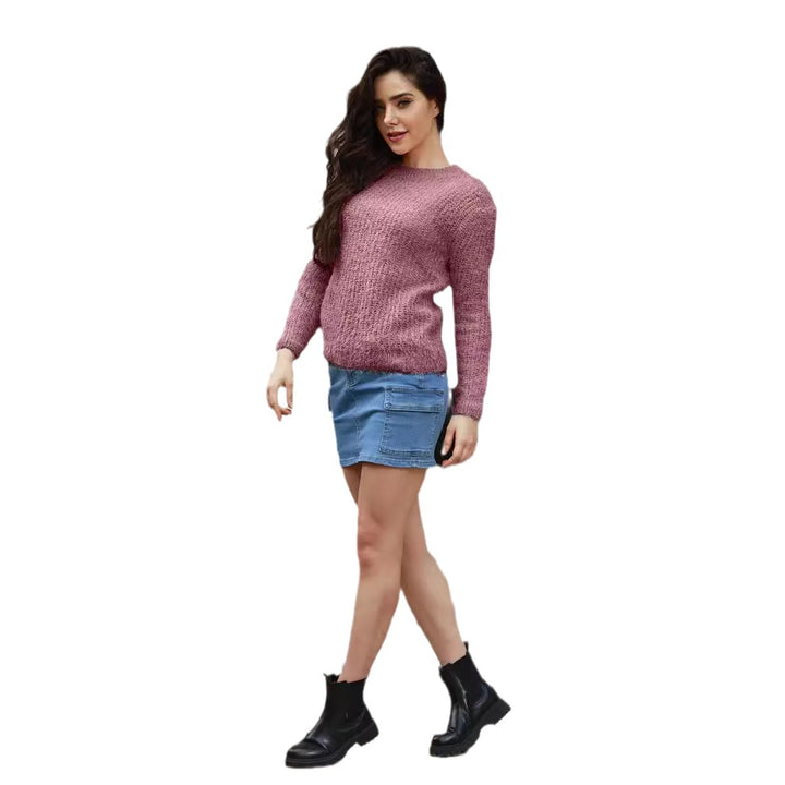 Damen kuscheliger Strickpullover mit modernem Schnitt Drune