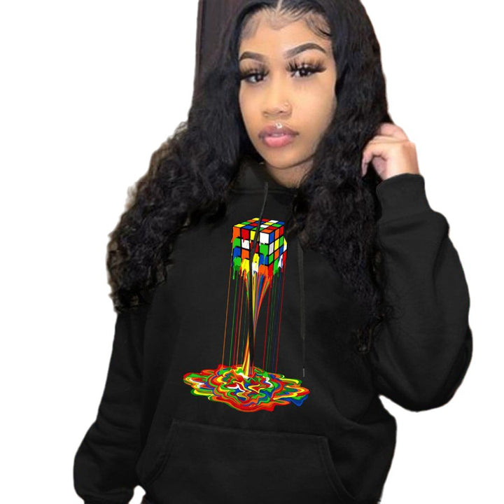 Damen Kapuzenpullover mit kreativem Rubik's Cube Design Drune