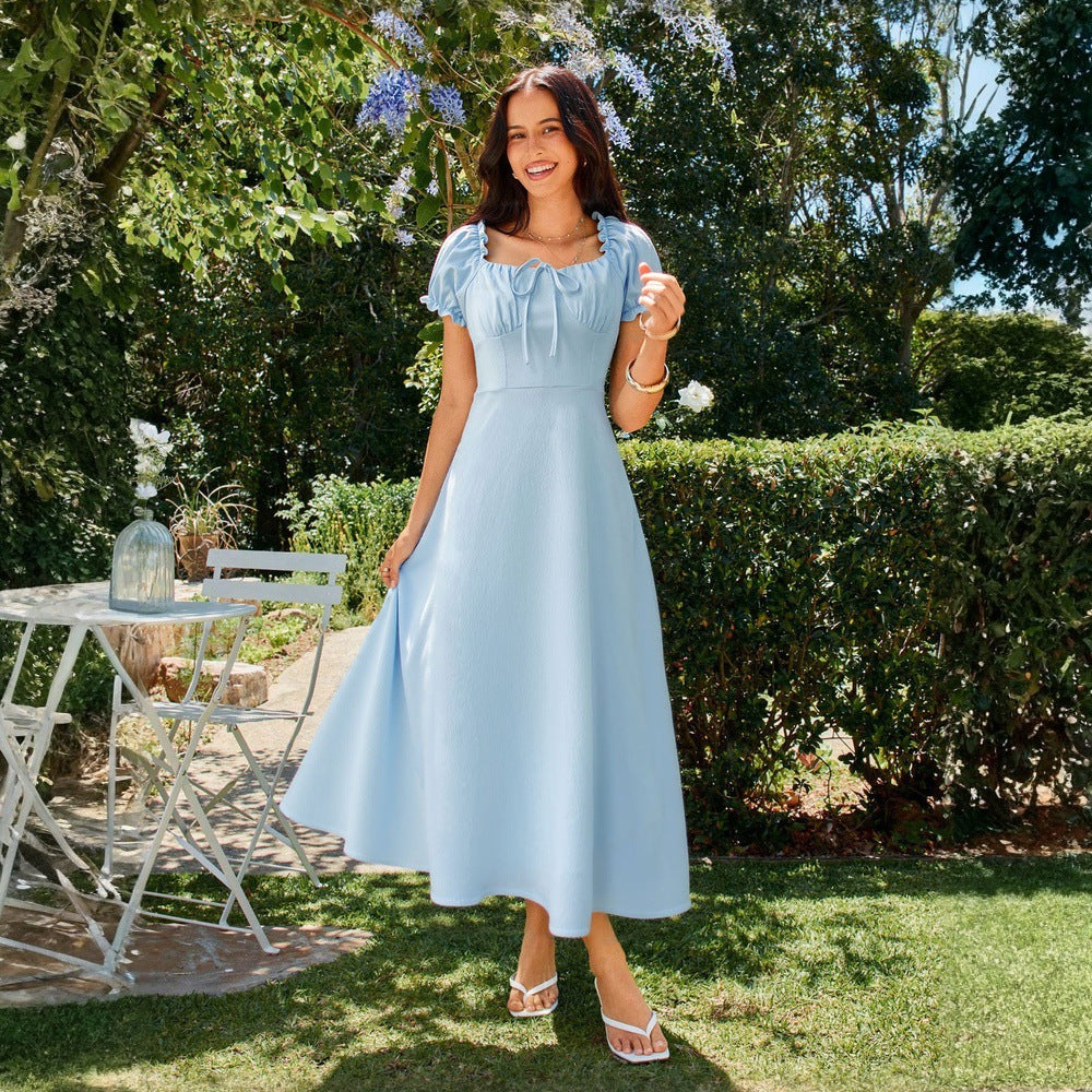 Damen Maxikleid mit Puffärmeln Drune