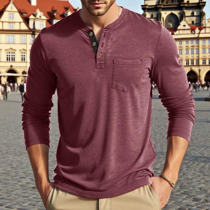 Herren Langarmshirt mit modischem Knopfdetail Drune