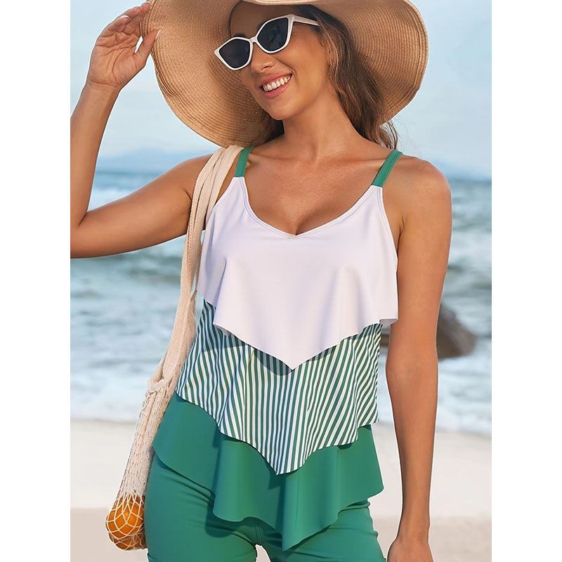 Damen Tankini mit modischen Rüschen und figursteigendem Schnitt Drune