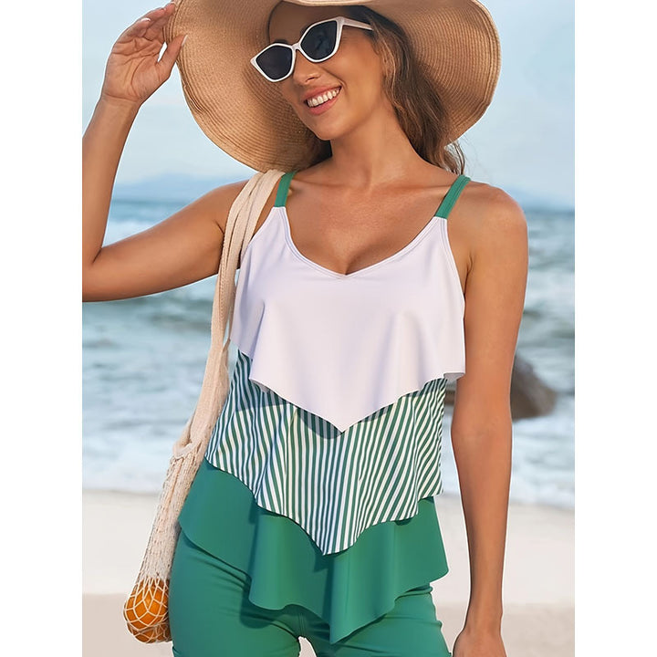 Damen Tankini mit modischen Rüschen und figursteigendem Schnitt Drune