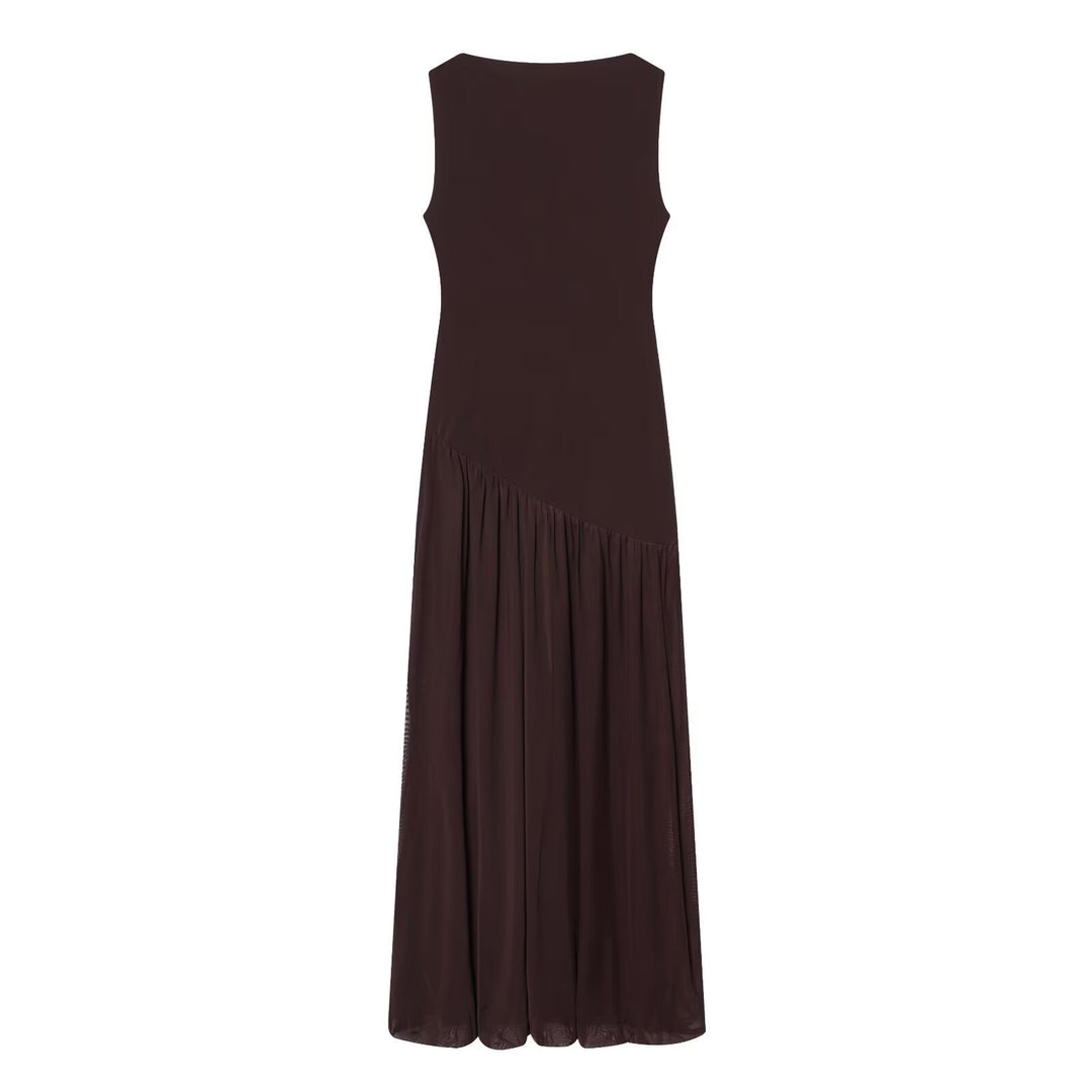 Damen Maxikleid mit elegantem Drapé und asymmetrischem Saum Drune