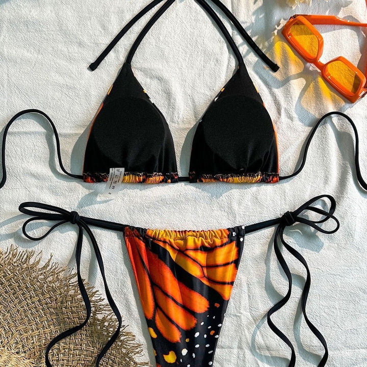Damen Triangel-Bikini mit lebhaftem Schmetterlingsdesign Drune