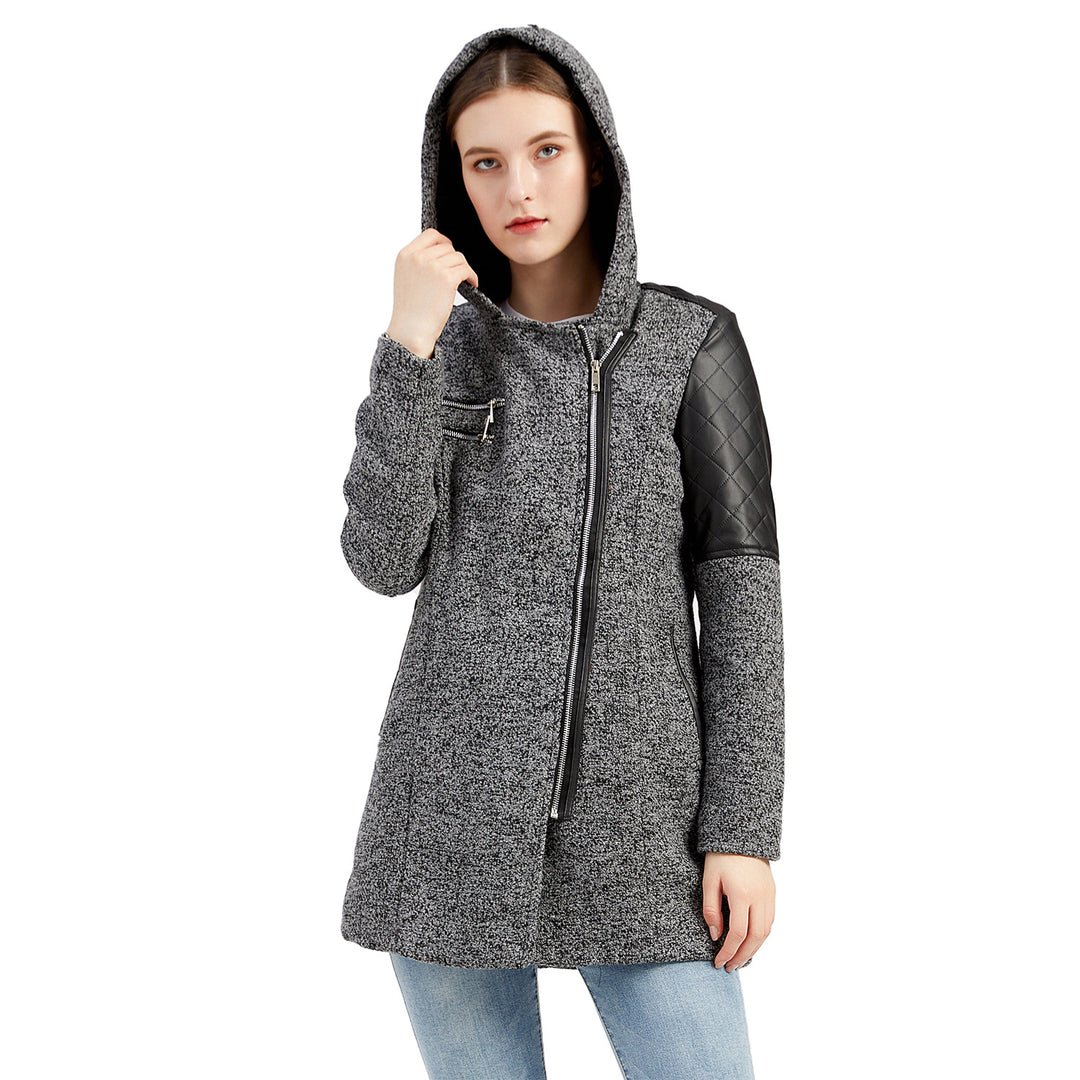 Damen modische Übergangsjacke mit Kapuze und gesteppten Einsätzen Drune