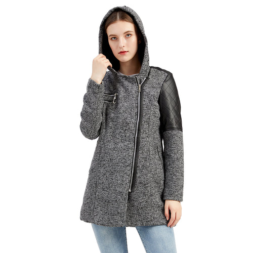 Damen modische Übergangsjacke mit Kapuze und gesteppten Einsätzen Drune