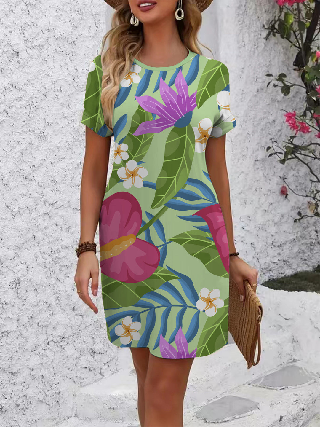Damen farbenfrohes Mandala Kleid im lässigen Schnitt Drune