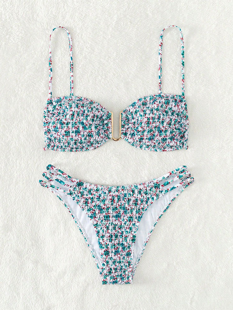 Damen Triangel-Bikini mit Stützfunktion und dekorativem Goldakzent Drune