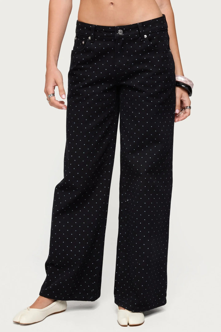 Damen weite Denim-Jeans mit Polka-Dots Drune