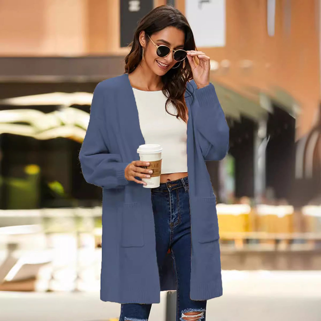 Damen gemütlicher Strickcardigan mit tiefen Taschen und weichem Material Drune