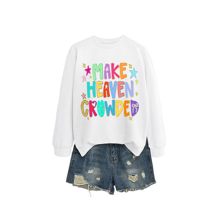 Damen Sweatshirt mit buntem Motiv und verspieltem Schriftzug Drune
