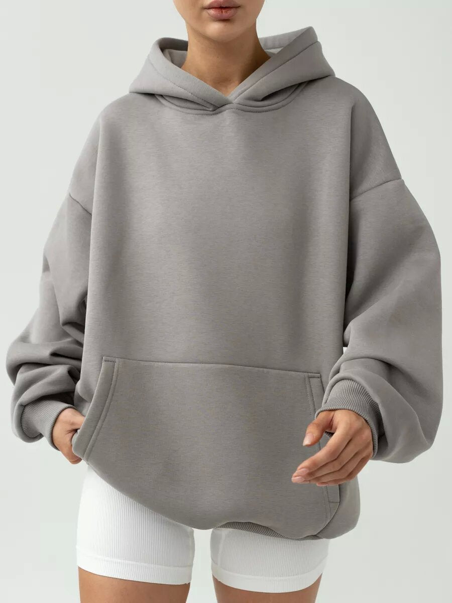 Damen nan oversized Kapuzenpullover mit Kängurutasche und dropped-shoulder Schnitt Drune