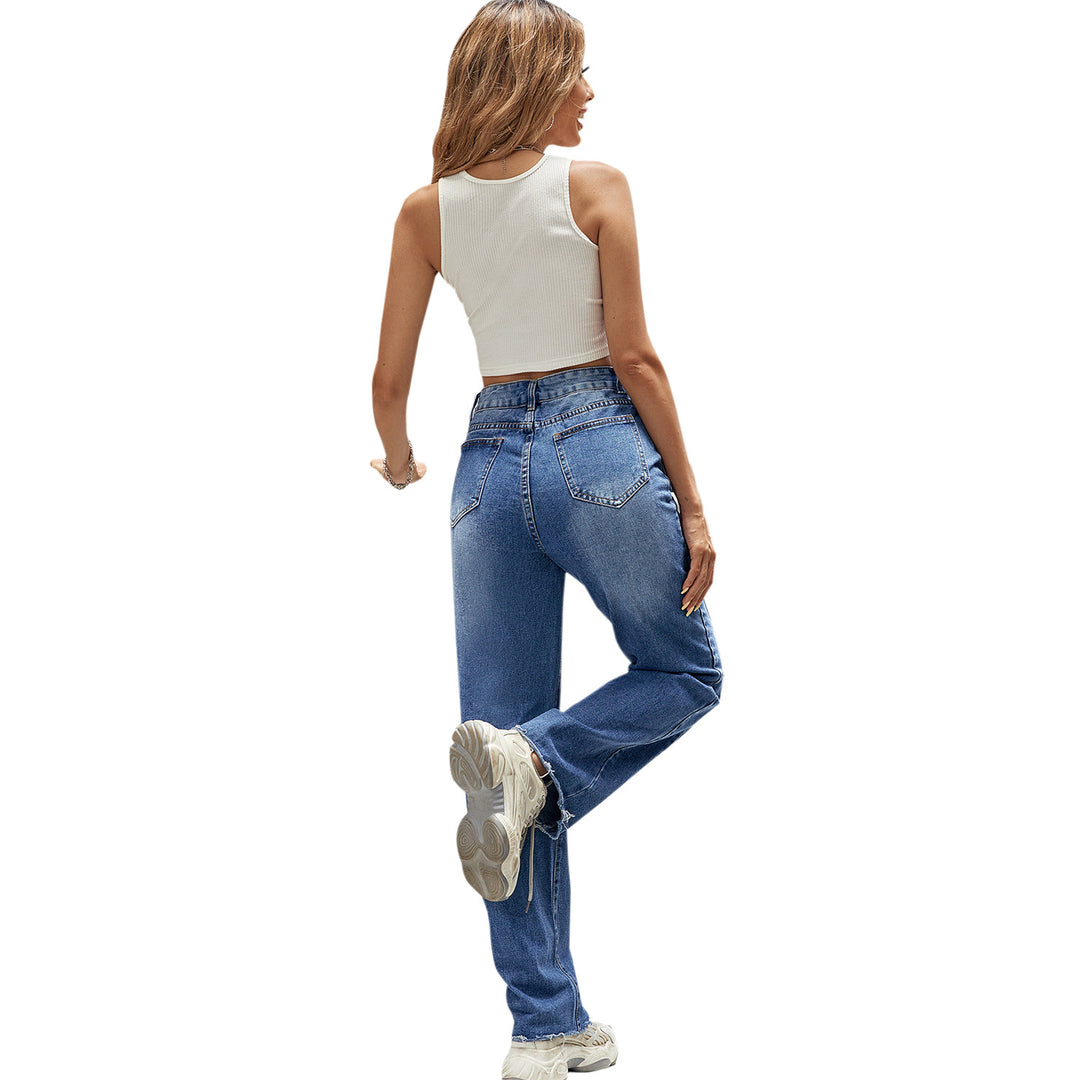 Damen High-Waist Jeans im klassischen Schnitt mit lässigem Bootcut Drune