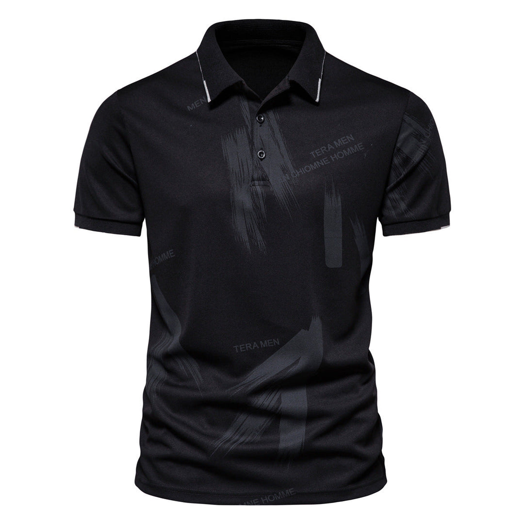 Herren Polo-Shirt mit modernem Grafikdesign und atmungsaktiver Baumwollmischung Drune