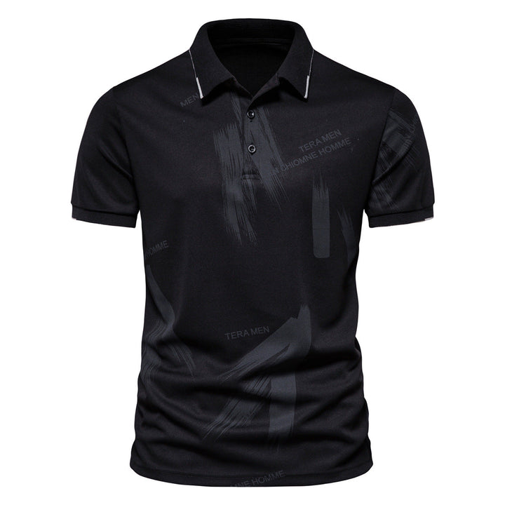 Herren Polo-Shirt mit modernem Grafikdesign und atmungsaktiver Baumwollmischung Drune