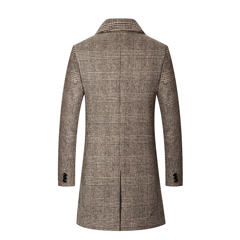 Herren eleganter Glencheck-Mantel mit wärmendem Innenfutter Drune