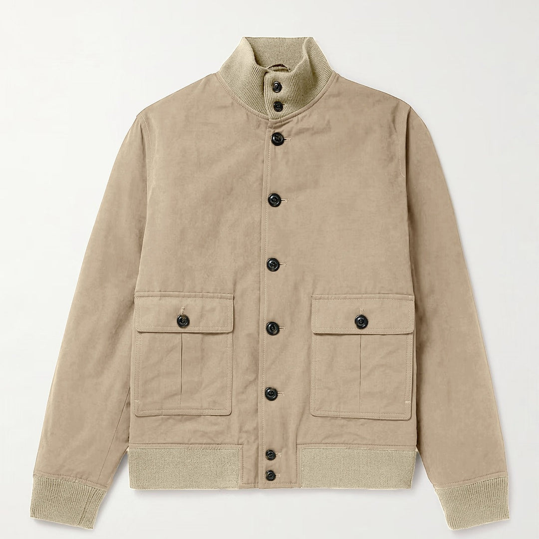 Herren modische Übergangsjacke mit hohen Kragen und aufgesetzten Taschen Drune