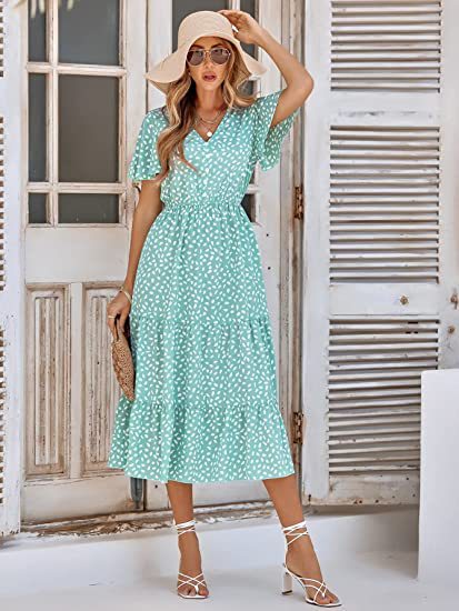 Damen Maxikleid mit lässiger A-Linien-Silhouette und Rüschendetails Drune