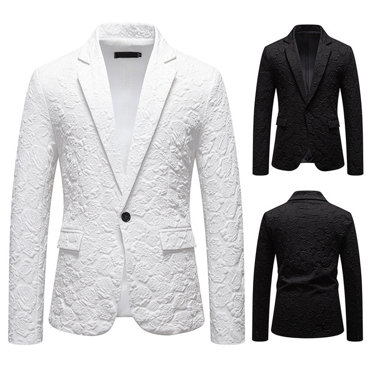 Herren nan strukturiertes Business-Sakko mit floraler Jacquardstruktur und Slim-Fit Drune
