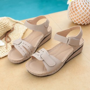 Damen  ergonomische Riemen-Sandalette mit dämpfender Memory-Innensohle und verstellbaren Klettverschlüssen Drune