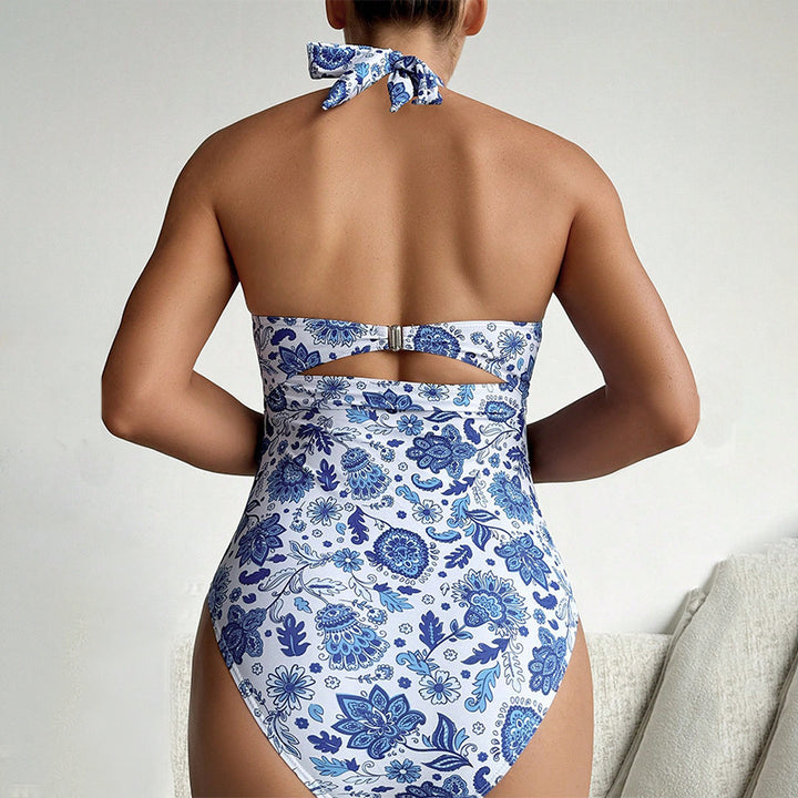 Damen Einteiler Badeanzug mit artistischem floralem Design Drune