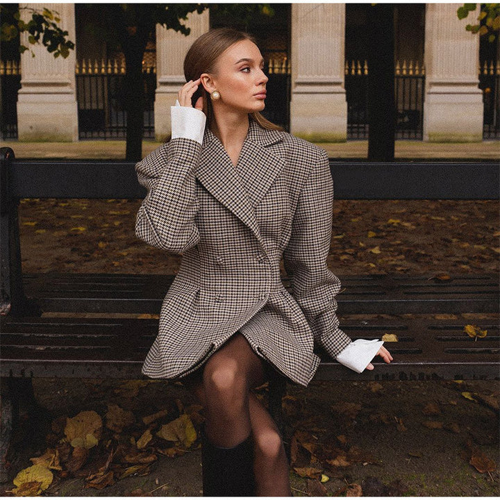 Damen taillierte karierte Blazerjacke Drune