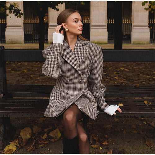Damen taillierte karierte Blazerjacke Drune