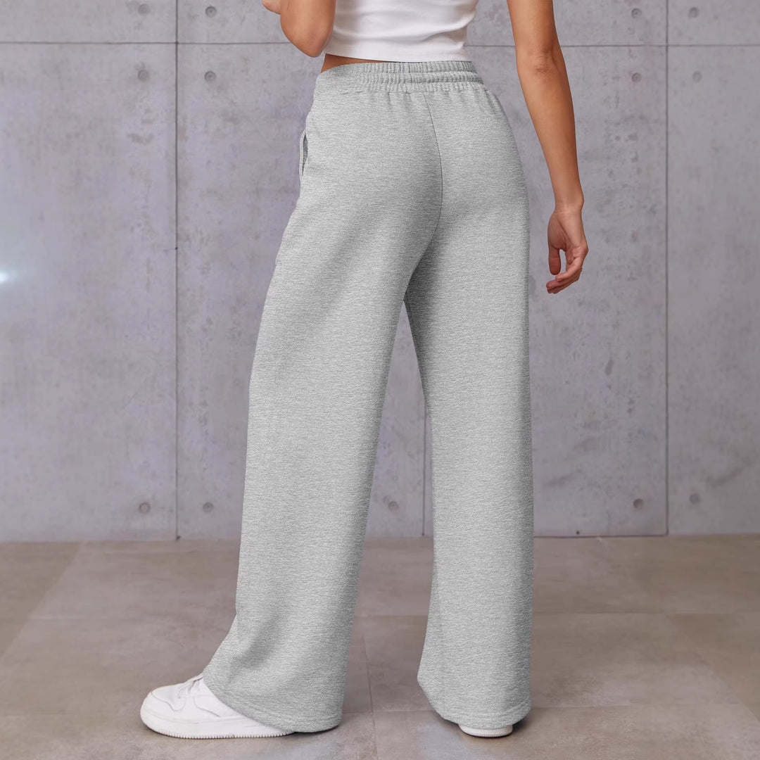 Damen nan High-Waist Relax-Freizeithose mit doppeltem Rippbund, sichtbarer Bügelfalte und weitem Bein Drune