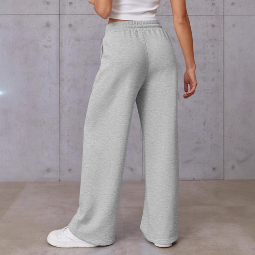 Damen nan High-Waist Relax-Freizeithose mit doppeltem Rippbund, sichtbarer Bügelfalte und weitem Bein Drune