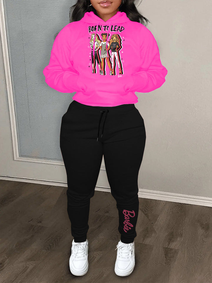 Damen Hoodie und Jogginghose Set mit inspirierendem Barbie-Motiv Drune