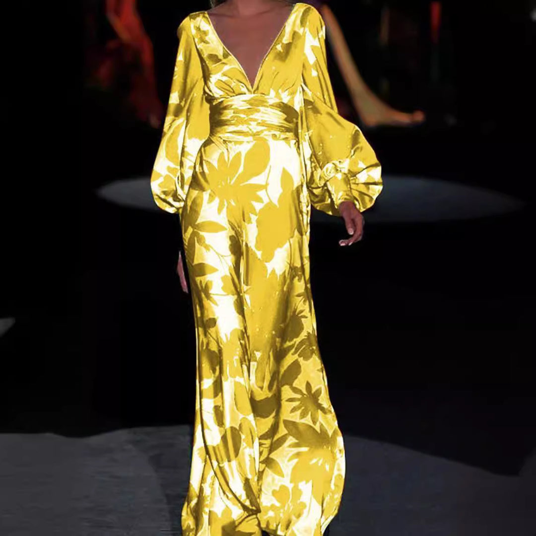 Leichtes Sommerkleid mit Blumenmuster und V-Ausschnitt für den Alltag | Drune