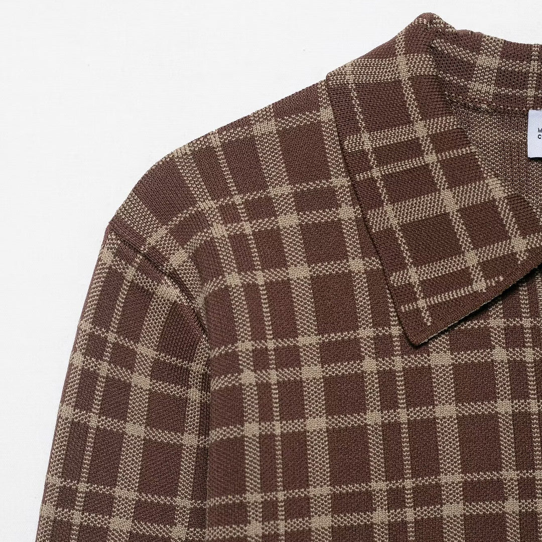 Damen Karo-Jacke mit praktischen Taschen und modischem Kragen Drune
