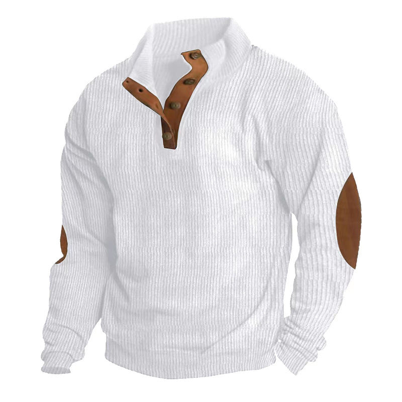 Herren Wellenstruktur-Pullover mit Lederakzenten Drune