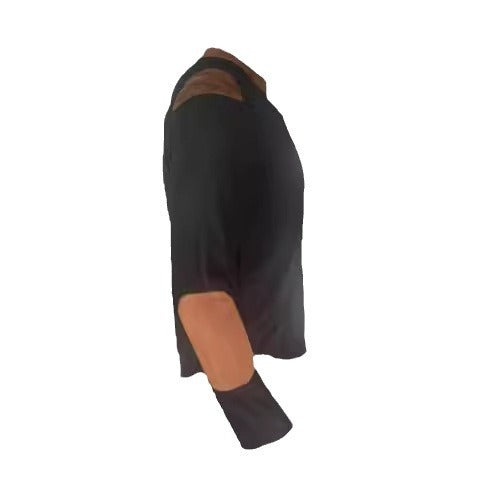 Herren Langarm-Henley-Shirt mit strukturiertem Gewebe und Kontrastdetails Drune